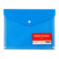 Best Buy Plastic Envelope Blue A5 Button Lock Clear Front Solid Back with Card Holder - Filing