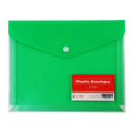 Best Buy Plastic Envelope Green A5 Button Lock Clear Front Solid Back with Card Holder - Filing