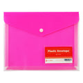 Best Buy Plastic Envelope Pink A5 Button Lock Clear Front Solid Back with Card Holder - Filing