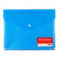 Best Buy Plastic Envelope Blue A4 Button Lock Clear Front Solid Back with Card Holder - Filing