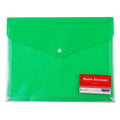 Best Buy Plastic Envelope Green A4 Button Lock Clear Front Solid Back with Card Holder - Filing