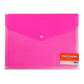 Best Buy Plastic Envelope Pink Long Button Lock Clear Front Solid Back with Card Holder