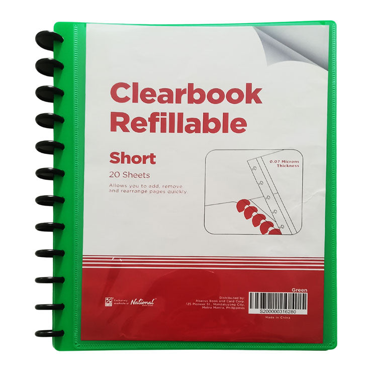 Best Buy Clearbook Refillable W-82T-2-GN Green Short 12 holes 20sheets 0.07microns - Stationery