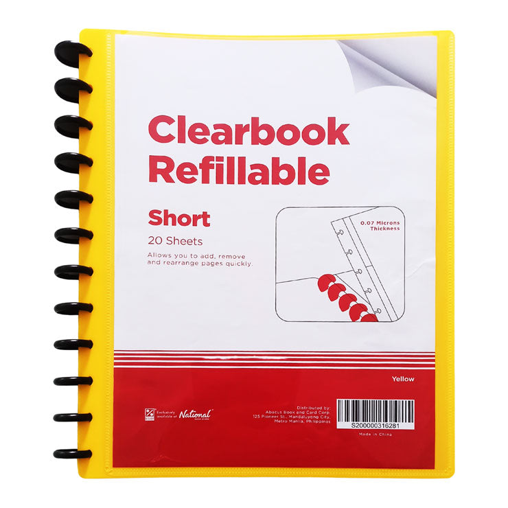 Best Buy Clearbook Refillable W-82T-2-YW Yellow Short 12 holes 20sheets 0.07microns - Stationery