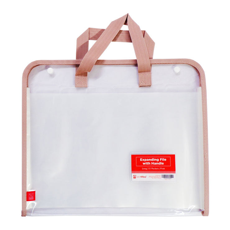 Best Buy Expanding File With Handle ZS-6688L Pink Lining Long 12 Pockets - School & Office Supplies