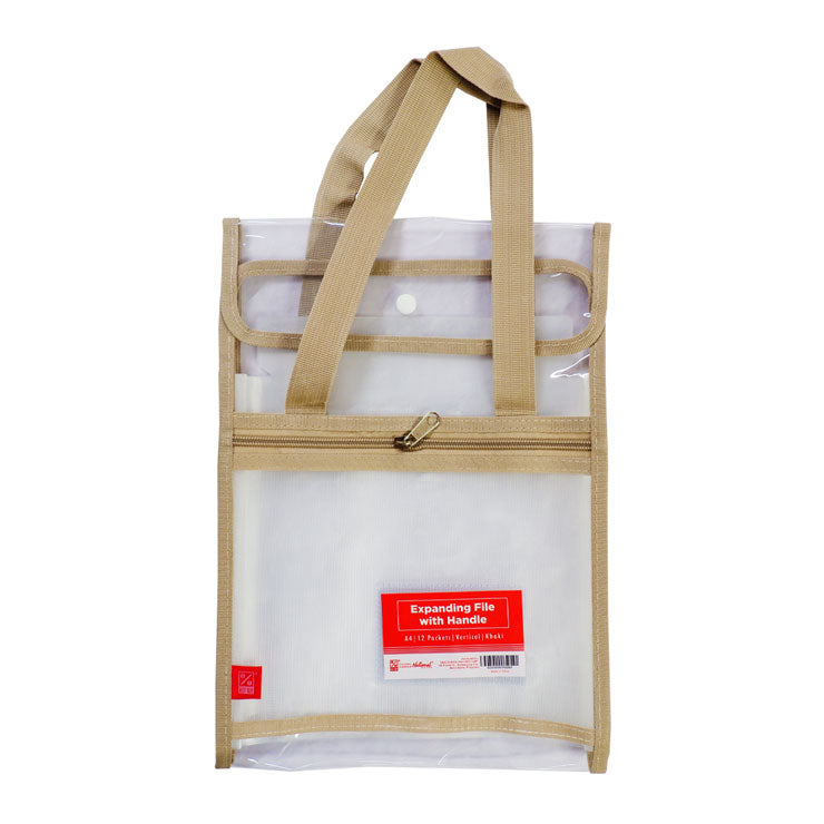 Best Buy Expanding File With Handle ZS-6689V Khaki Lining A4 12 Pockets - School & Office Supplies