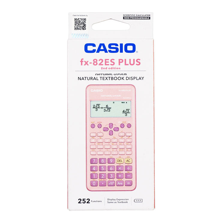 Casio Scientific Calculator FX-82ES Pink Plus-2 252 Functions 10+2 Digits - School Equipment