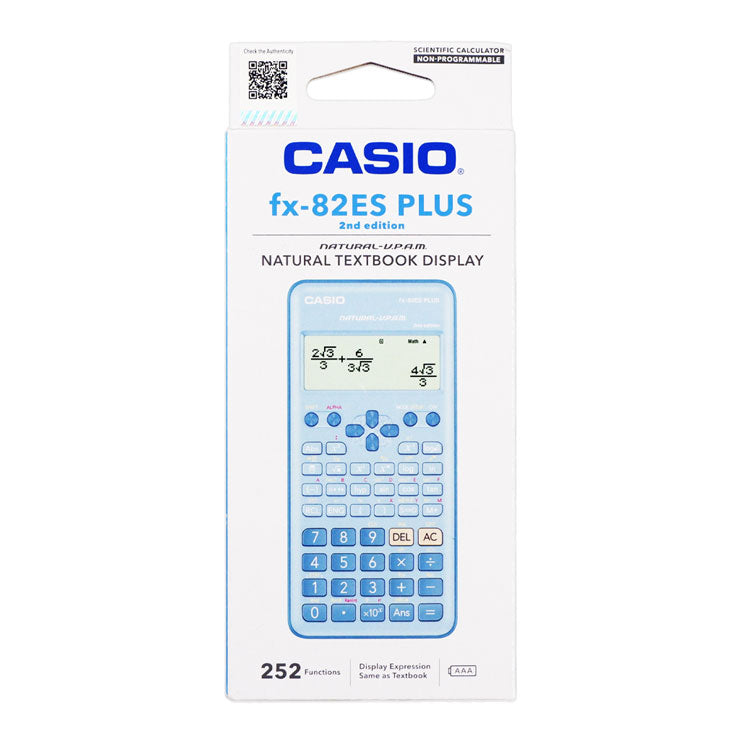 Casio Scientific Calculator FX-82ES Blue Plus-2 252 Functions 10+2 Digits - School Equipment