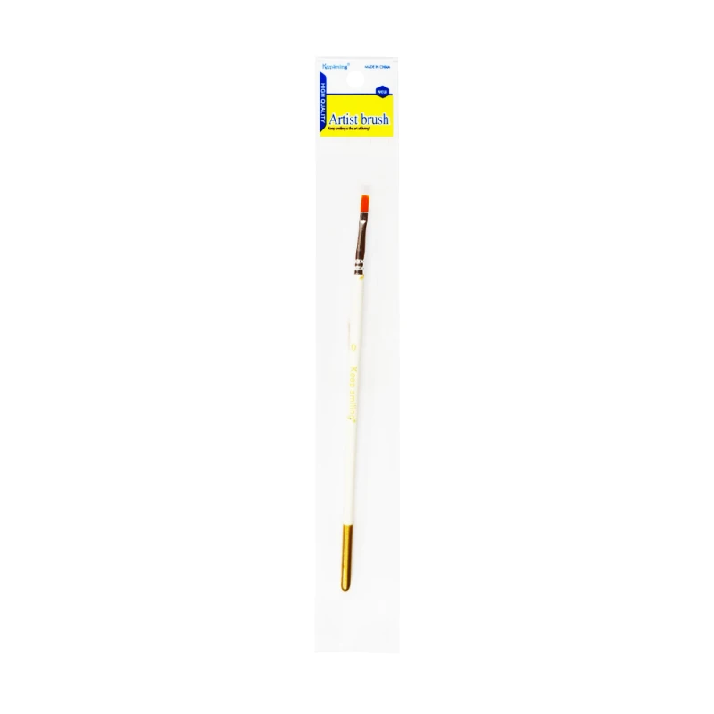 Keep Smiling Artist Brush Flat #0 Nylon White Barrel - Artist Brushes