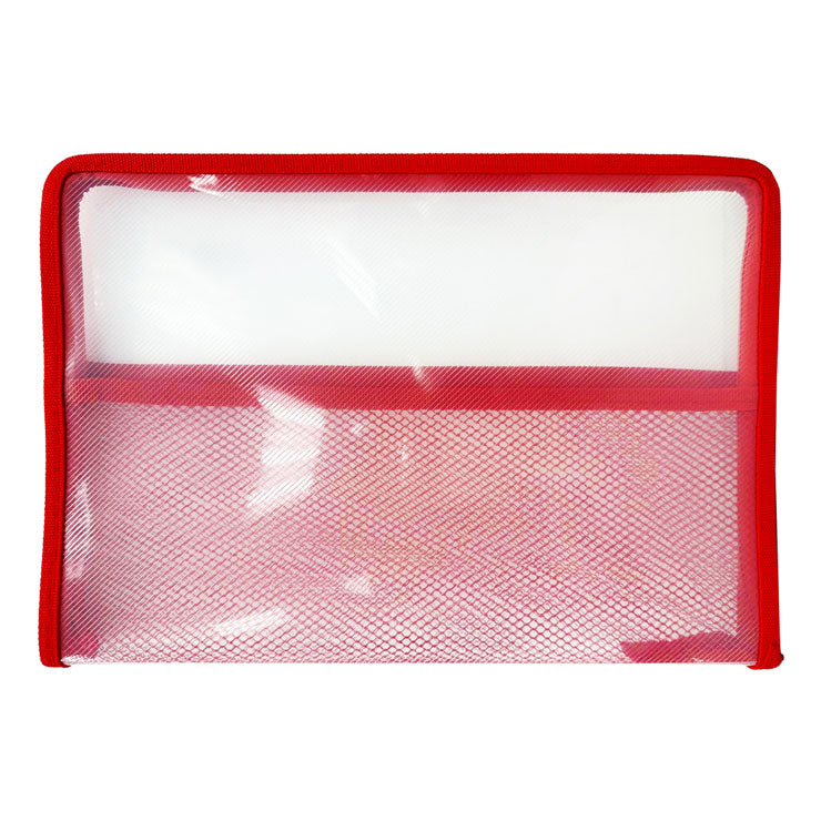 Seagull Plastic Envelope ZA401 A4 Red Mesh Divider Zipper - Files & Folders
