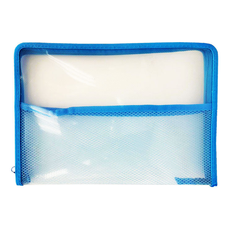 Seagull Plastic Envelope ZA401 A4 Light Blue Mesh Zipper - Files & Folders