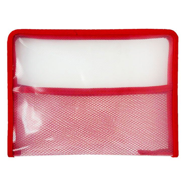 Seagull Plastic Envelope ZB501 B5 Red Mesh Divider Zipper - Files & Folders