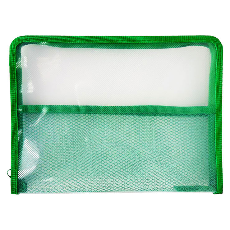 Seagull Plastic Envelope ZB501 B5 Green Mesh Divider Zipper - Files & Folders