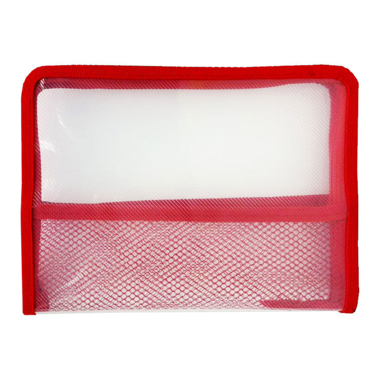 Seagull Plastic Envelope ZA501 A5 Red Mesh Divider Zipper - Files & Folders