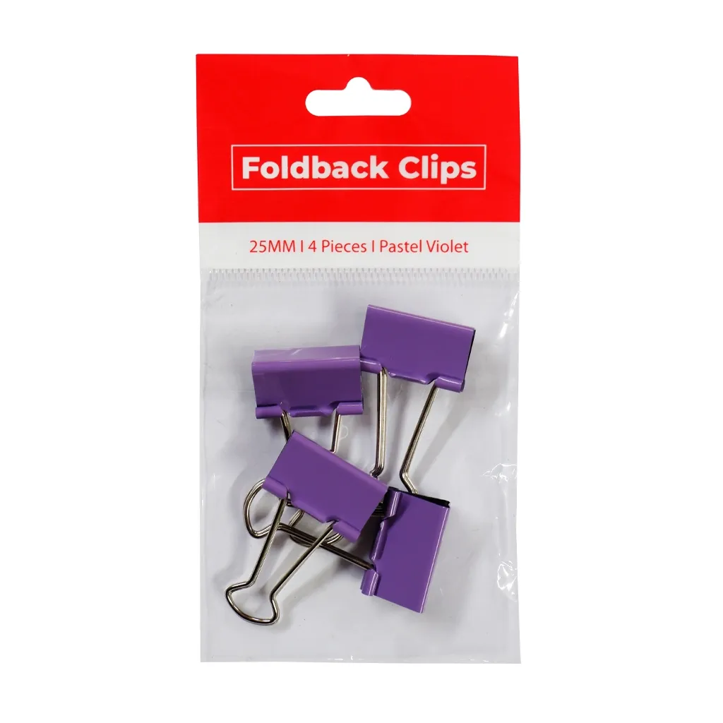 Best Buy Clip Foldback Violet 4's 1in (25mm) Pastel - Filing Supplies