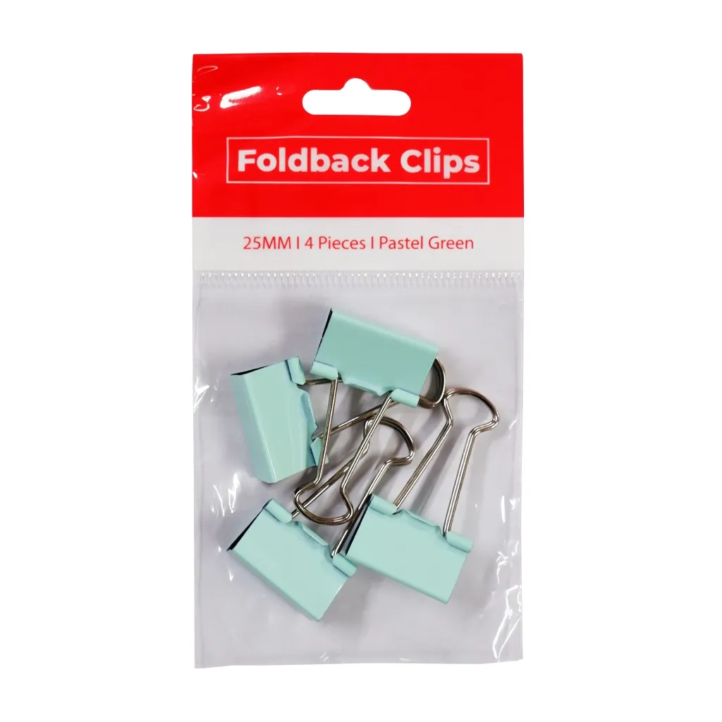 Best Buy Clip Foldback Green 4's 1in (25mm) Pastel - Filing Supplies