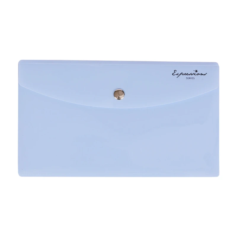 Vindel Plastic Envelope V52402Bl 230x133mm Blue Button Type Morandi - Filing Supplies
