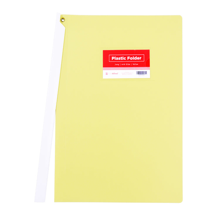 Best Buy Folder Plastic Long Macaron Color Slide Built-In Name Card Holder ZS-324ALM, Yellow