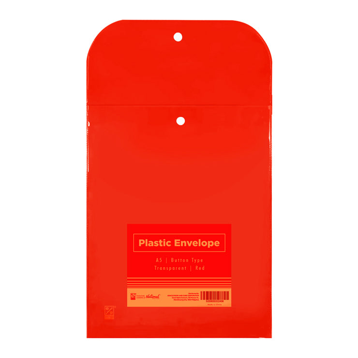 Best Buy Plastic Envelope DW3705-Rd, A5 Red Vertical Button Type - Plastic & Cloth Envelopes