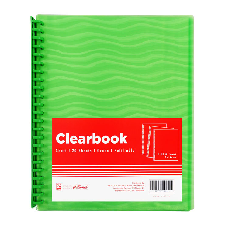 Best Buy Clearbook Refillable LWV20SGR Short Green 20 Sheets 23 Holes Wave Design 0.03 Microns