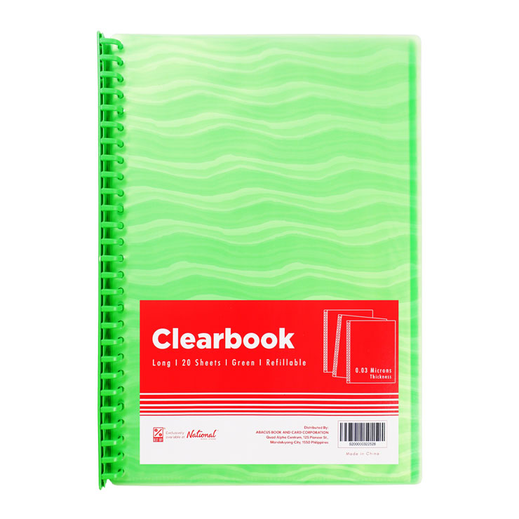Best Buy Clearbook Refillable LWV20LGR Long Green 20 Sheets 27 Holes Wave Design 0.03 Microns