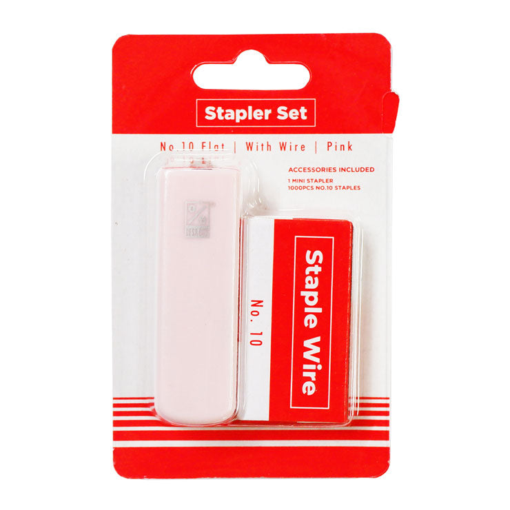 Best Buy Stapler Set No.10 with Remover and Staple Wire 1000s Slim Compact Mini 12 Sheets Pink