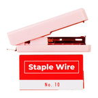 Best Buy Stapler Set No.10 with Remover and Staple Wire 1000s Slim Compact Mini 12 Sheets Pink