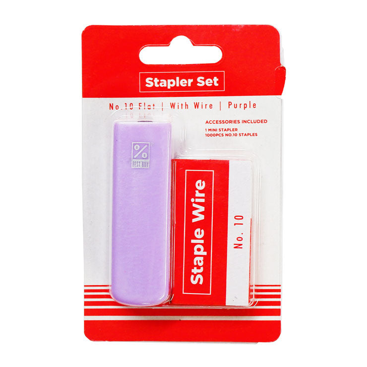 Best Buy Stapler Set No.10 with Remover and Staple Wire 1000s Slim Compact Mini 12 Sheets Purple