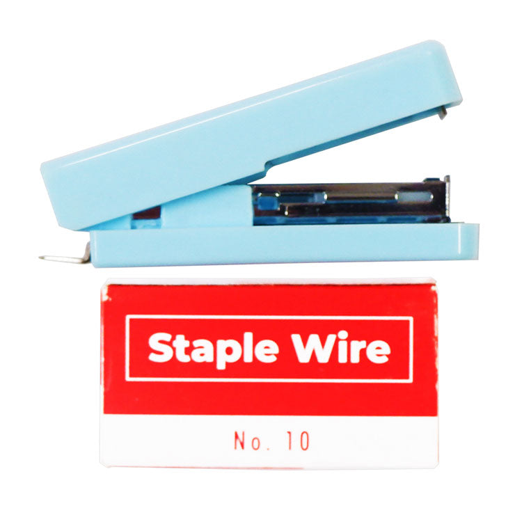 Best Buy Stapler Set No.10 with Remover and Staple Wire 1000s Slim Compact Mini 12 Sheets Blue