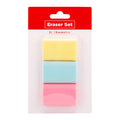 Best Buy Eraser Set Geometric 3's A027, Pink, Blue, Purple - School & Office Supplies