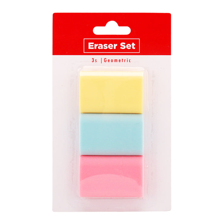 Best Buy Eraser Set Geometric 3's A027, Pink, Blue, Purple - School & Office Supplies