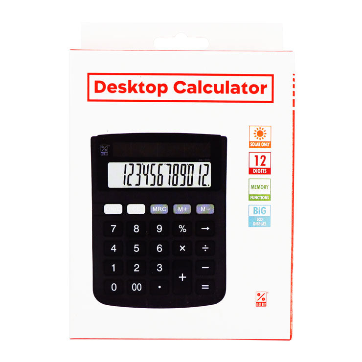 Best Buy Desktop Calculator Bb-12SM 12 Digits Solar Angled Display Rubber Keypad
