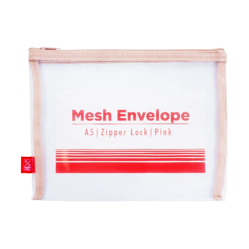 Best Buy Mesh Envelope A5 Pink Single Colored Zipper Jinshun - Files & Folders