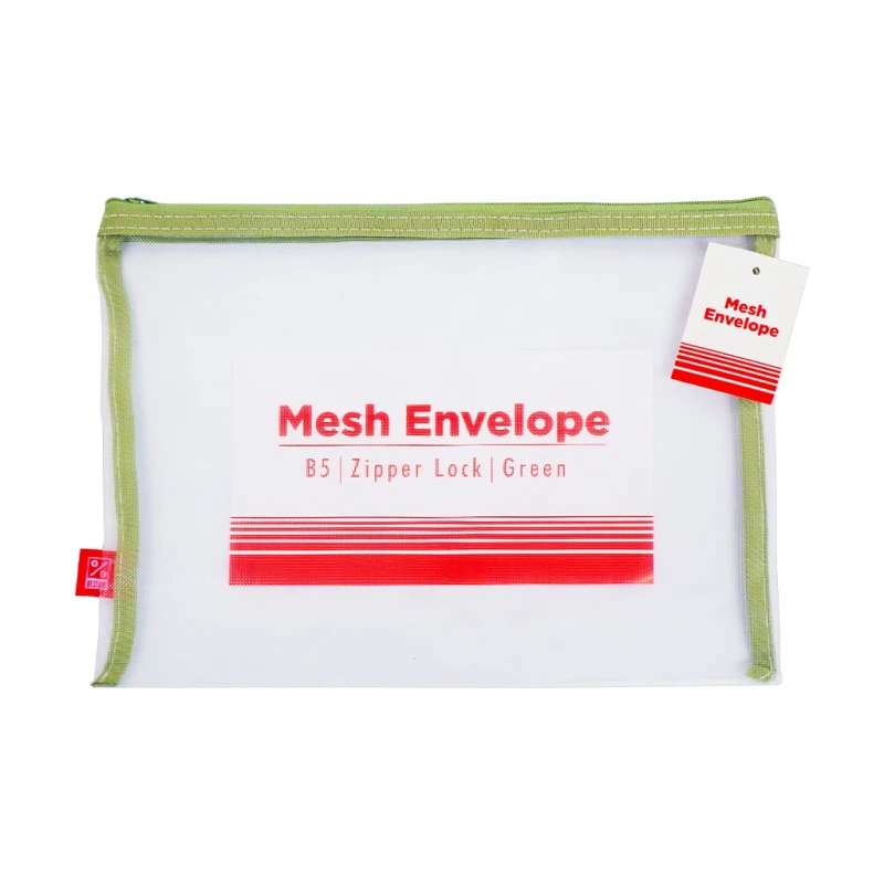Best Buy Mesh Envelope B5 Green Single Colored Zipper Jinshun - Files & Folders