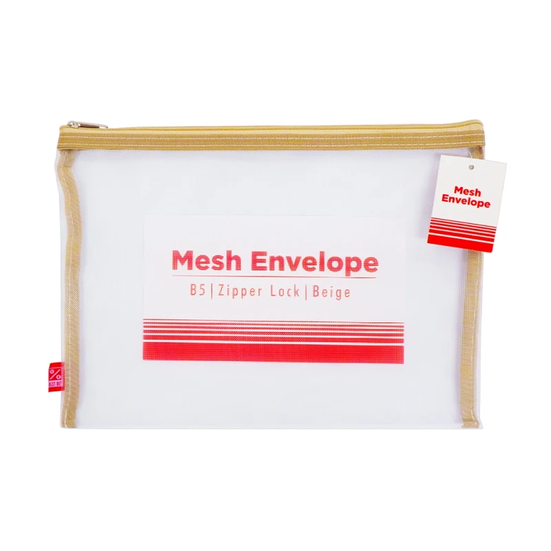 Best Buy Mesh Envelope B5 Beige Single Colored Zipper Jinshun - Files & Folders