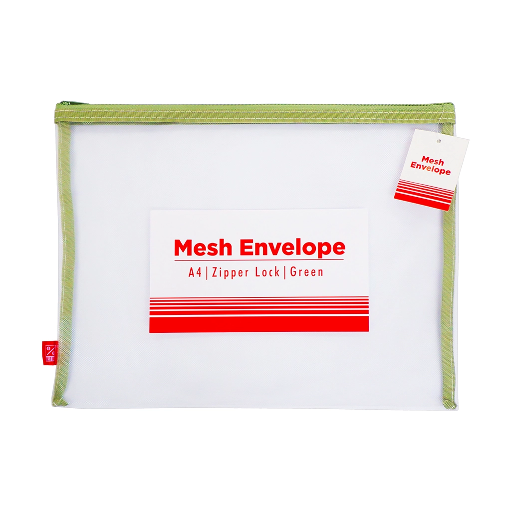 Best Buy Mesh Envelope A4 Green Single Colored Zipper Jinshun - Files & Folders