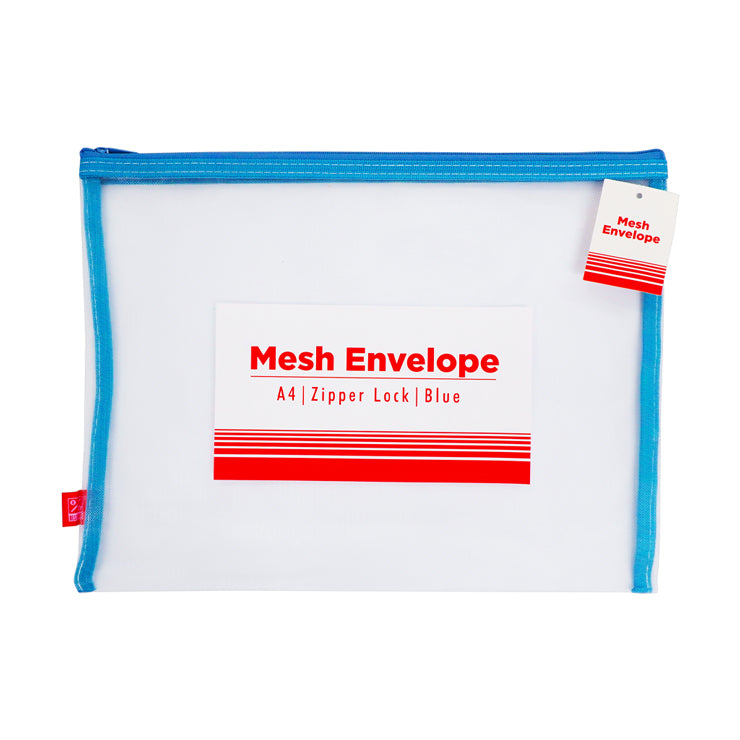 Best Buy Mesh Envelope A4 Single Colored Zipper, Blue