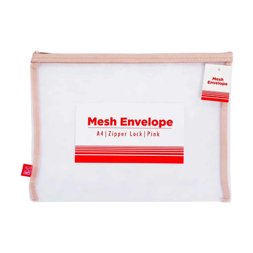 Best Buy Mesh Envelope A4 Pink Single Colored Zipper Jinshun - Filing Supplies