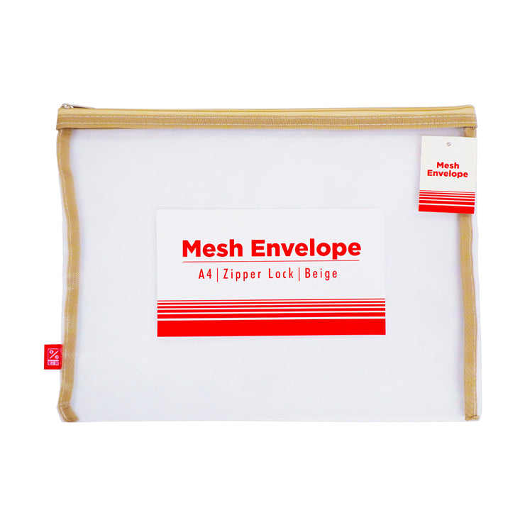 Best Buy Mesh Envelope A4 Single Colored Zipper, Beige