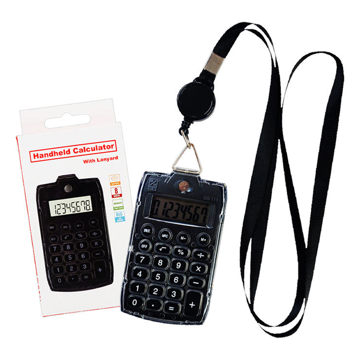 Best Buy Handheld Calculator BB-111 Black 8 Digits with Lanyard - School & Office Supplies