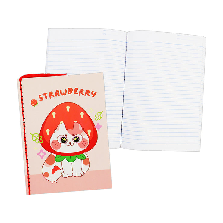 Best Buy Yarn Notebook Printed Kawaii Cat & Dog Strawberry 80's 5.83x7.87 Inches , Pink - Notebooks