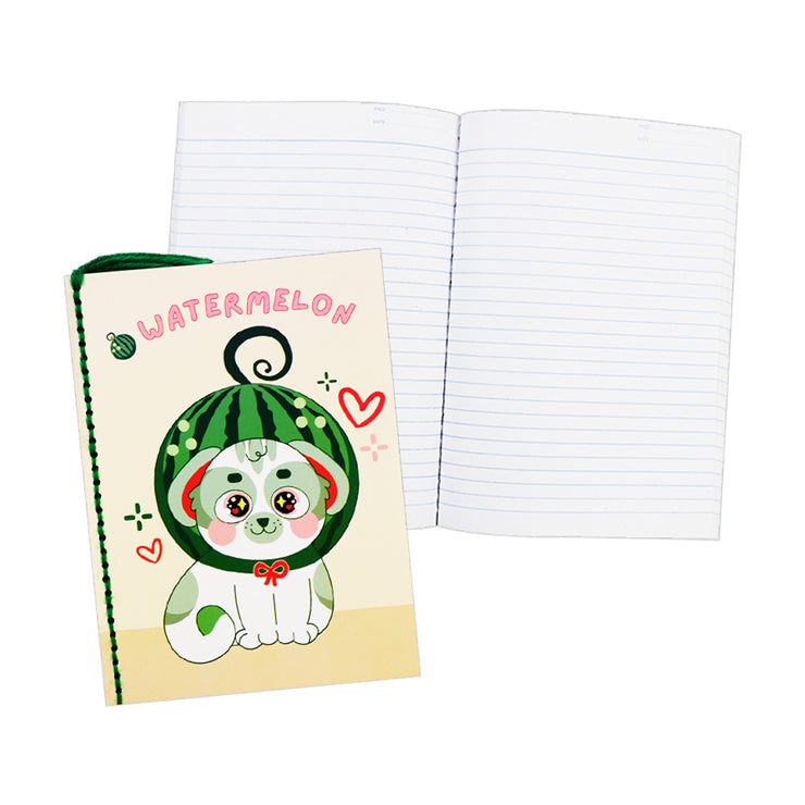 Best Buy Yarn Notebook Printed Kawaii Cat & Dog Watermelon 80's 5.83x7.87 Inches, Pink - Notebooks