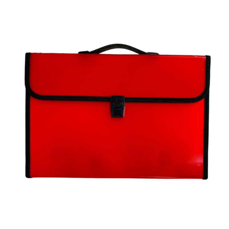 Seagull Expanding File with Handle 12 Pockets Long Push Lock Horizontal D4301RD, Red