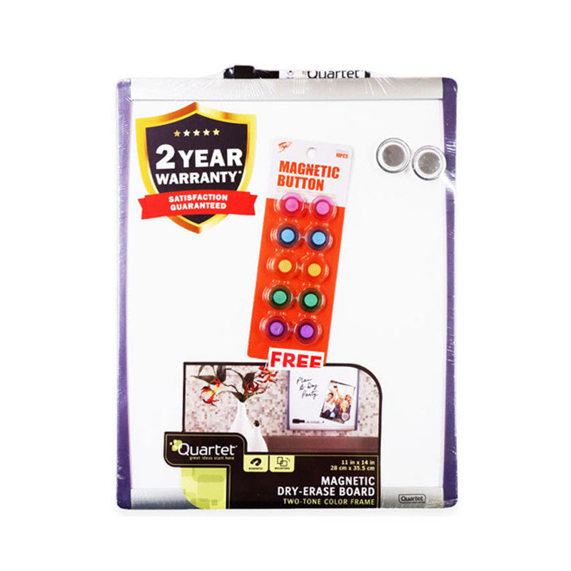 Quartet Whiteboard 79230 11x14in Magnetic Arc Colored Frame 2TONE