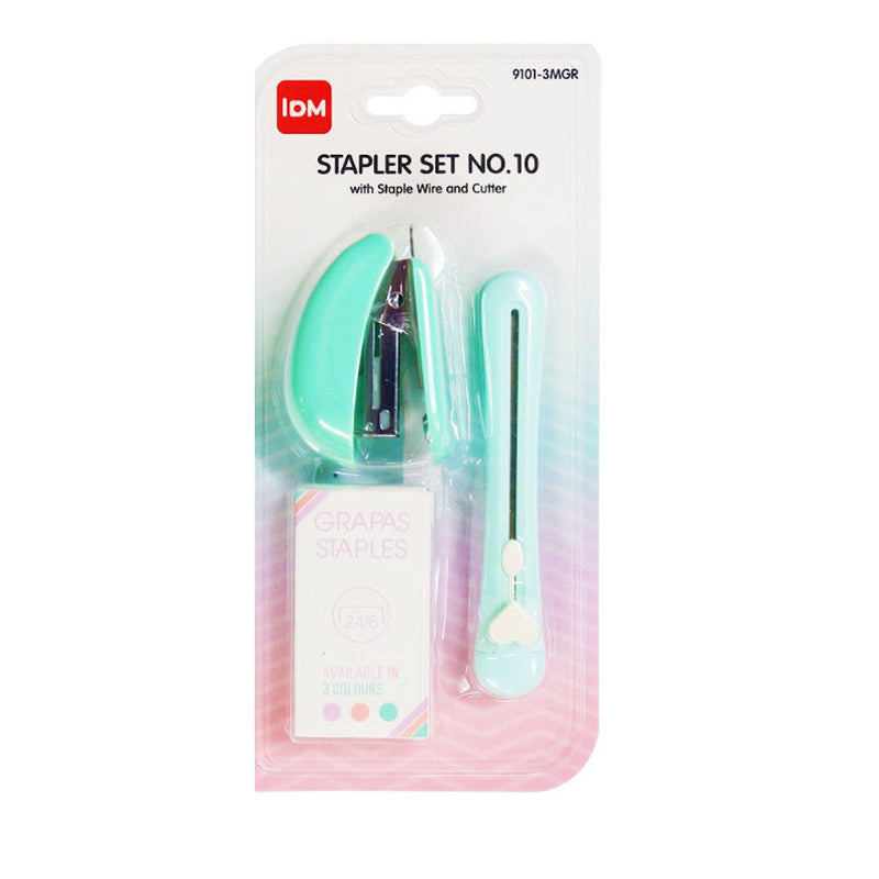 IDM Stapler Set No.35 Green with Staple Wire And Cutter Green 35 9101-3MG