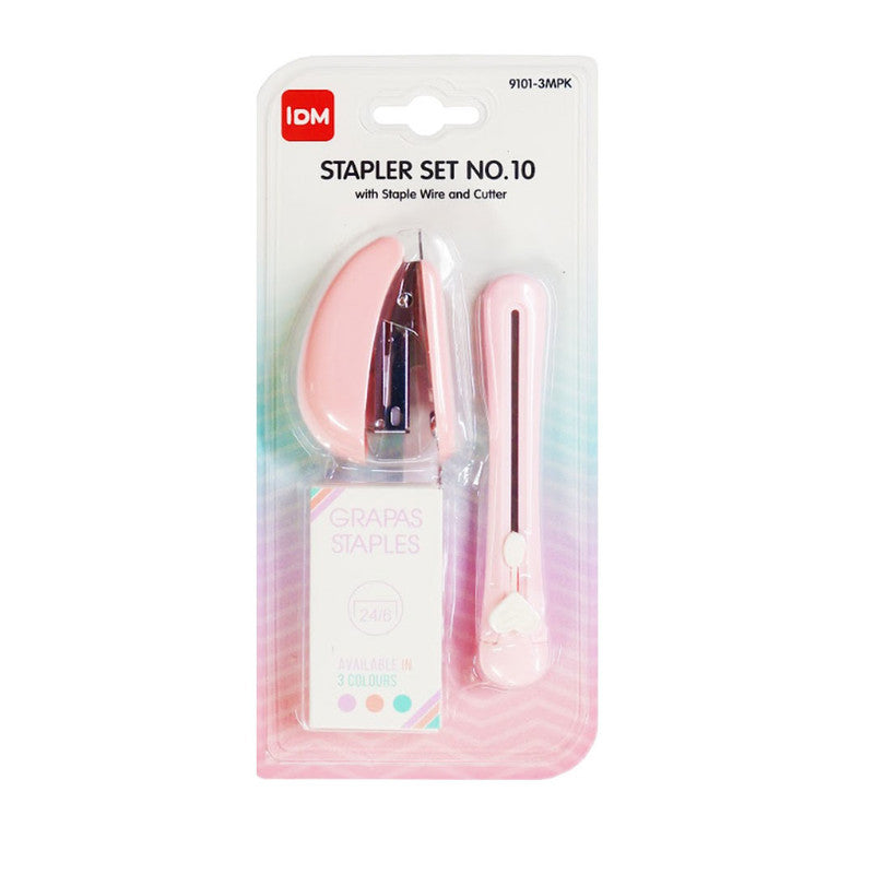 IDM Stapler Set No.35 with Staple Wire And Cutter Pink 9101-3MP