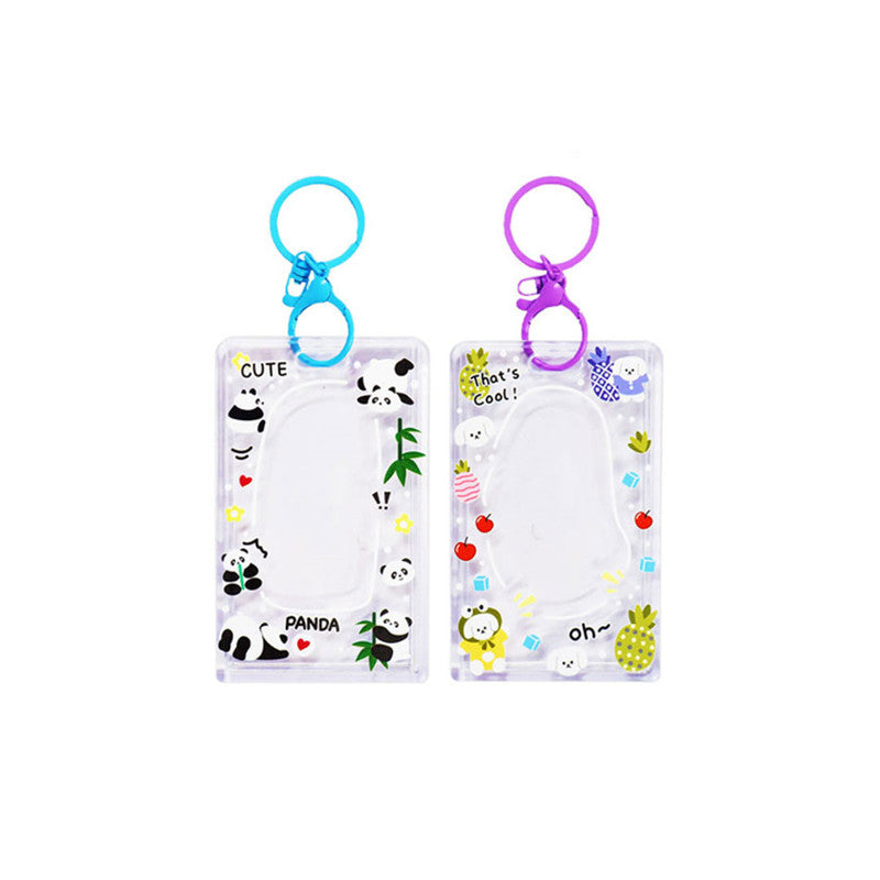 ID Holder Vertical Cute Animals Acrylic Transparent with Colored Rings Assorted Colors 54x85mmDH-005-Sold per piece