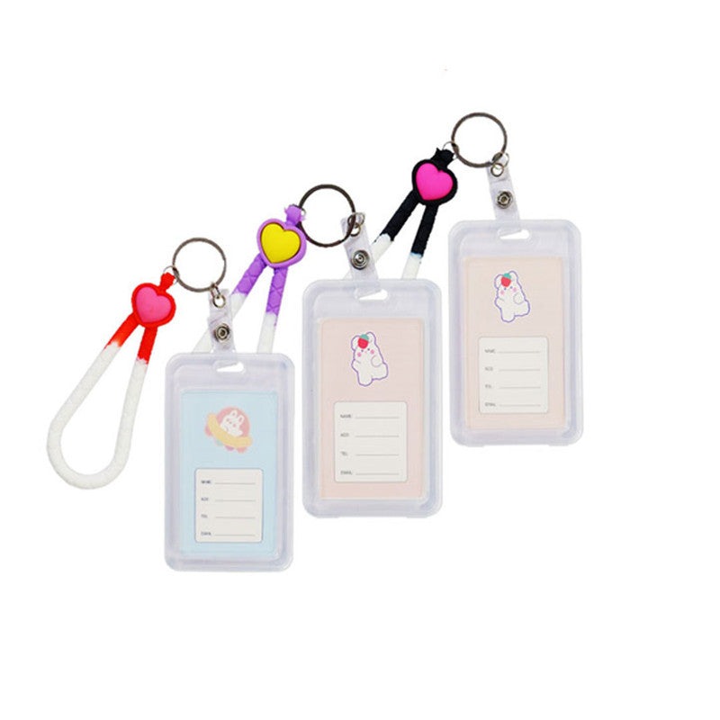 ID Holder Vertical Heart with Mini Lanyard Two Color Assorted Colors 5 54x85mm DH-006 -Sold per piece