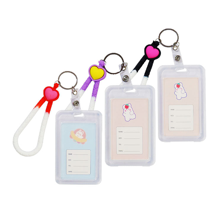 ID Holder Vertical Heart with Mini Lanyard Two Color Assorted Colors 5 54x85mm DH-006 -Sold per piece