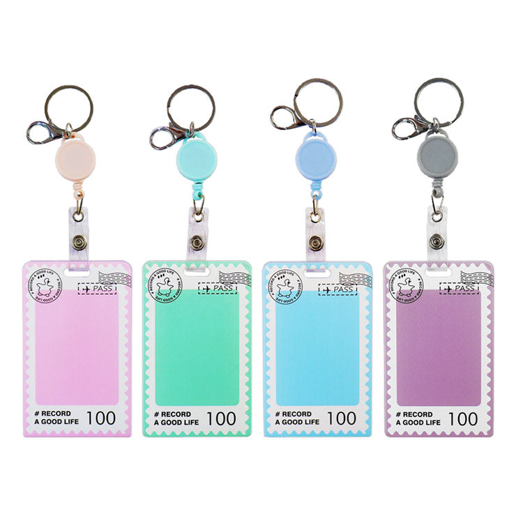 ID Holder Vertical Travel Pass Acrylic with Reel Assorted Colors 6 54x85mm DH-013 (Color May Vary)-Sold per piece